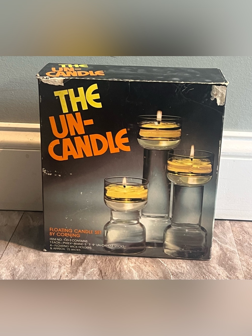 Corningware Floating Un-Candle Set with Yellow Floating Wax